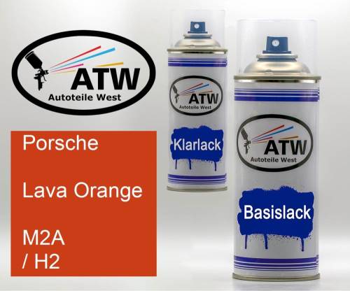 Porsche, Lava Orange, M2A / H2: 400ml Sprühdose + 400ml Klarlack - Set, von ATW Autoteile West.